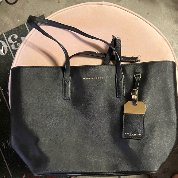 Marc Jacobs Handbags - Marc Jacobs Black Leather Tote with Gold Accents